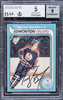1979/80 O-Pee-Chee #18 Wayne Gretzky Signed Rookie Card – BGS MINT 9 Signature!